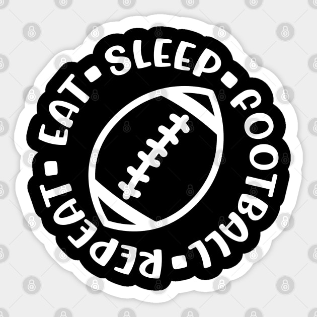 Eat Sleep Football Repeat Boys Cute Funny Sticker by GlimmerDesigns